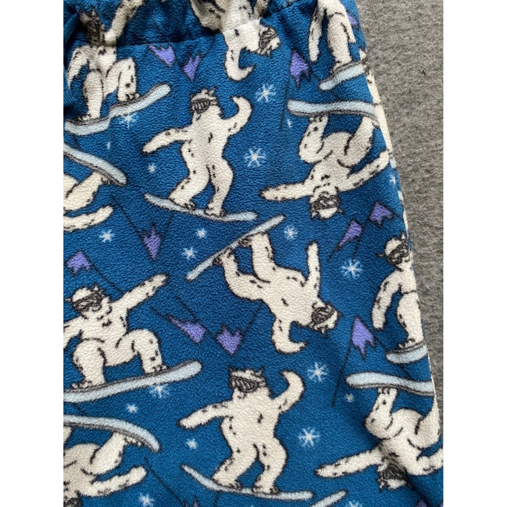 Holiday Time Boys XL 14-16 Snowboarding Yeti Fleece Pajama Pants Blue Cozy Warm